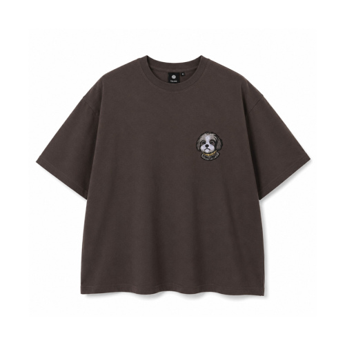 Puppy Embroidered T-Shirt – Brown