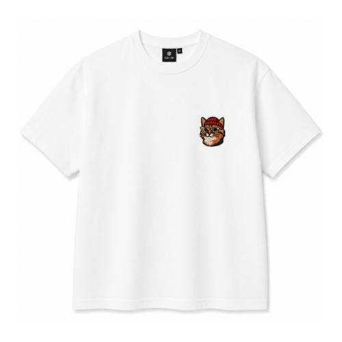 Persian Cat Embroidered T-Shirt – White